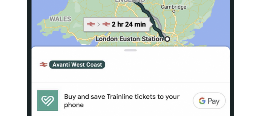 Trainline booking platform integrated into Google Maps