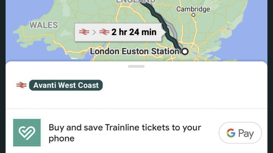 Trainline booking platform integrated into Google Maps